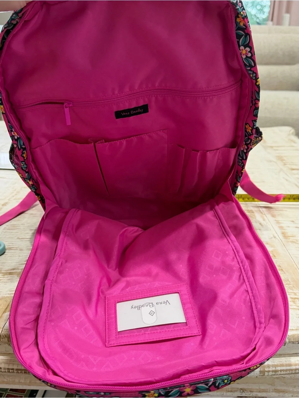 Vera Bradley Lighten Up Grand Backpack Pink Kaleidoscope Rosettes Hot Pink Bag